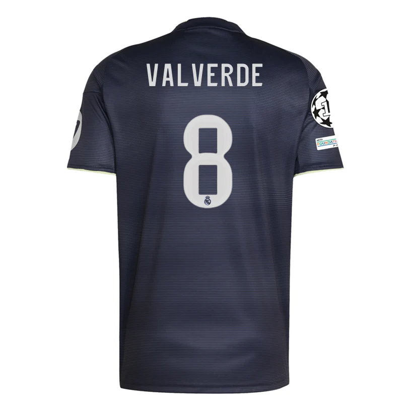 adidas Valverde Real Madrid 25/26 Away Jersey w/ Champions League Patches (Legend Ink)