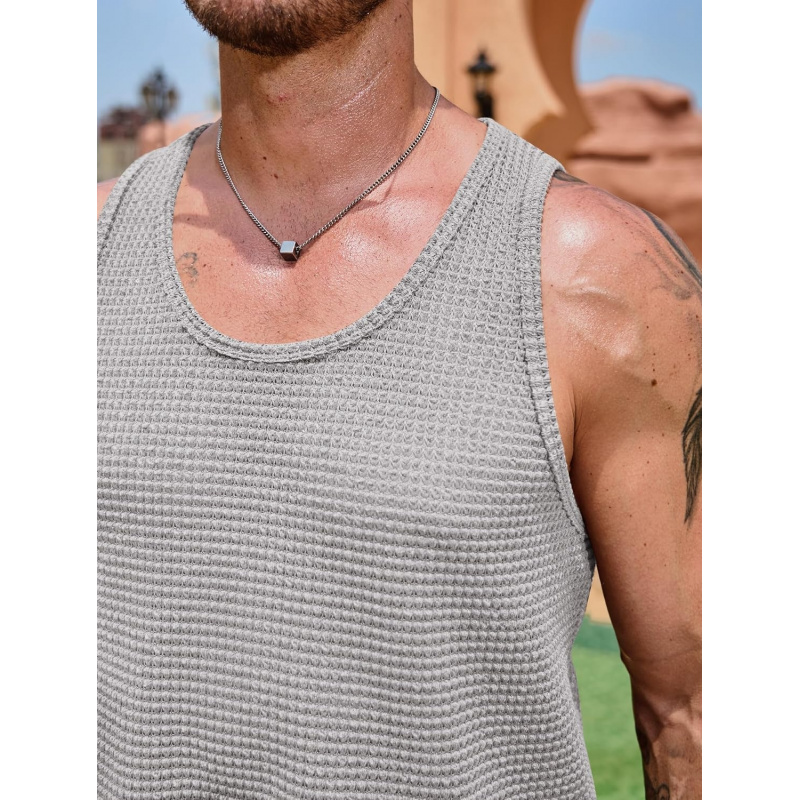 Men's Hollow Out Tank Top Vacation Summer See