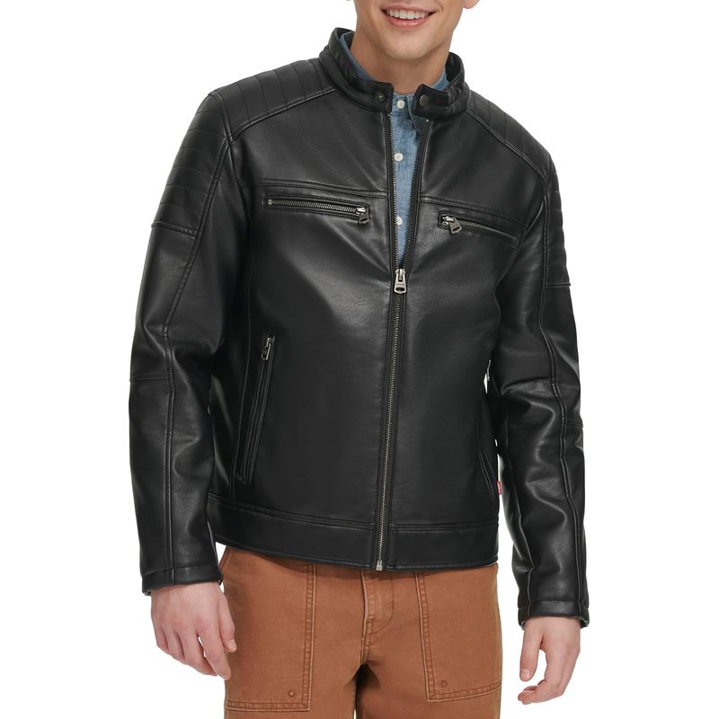 Men's Faux Leather Racer Jacket