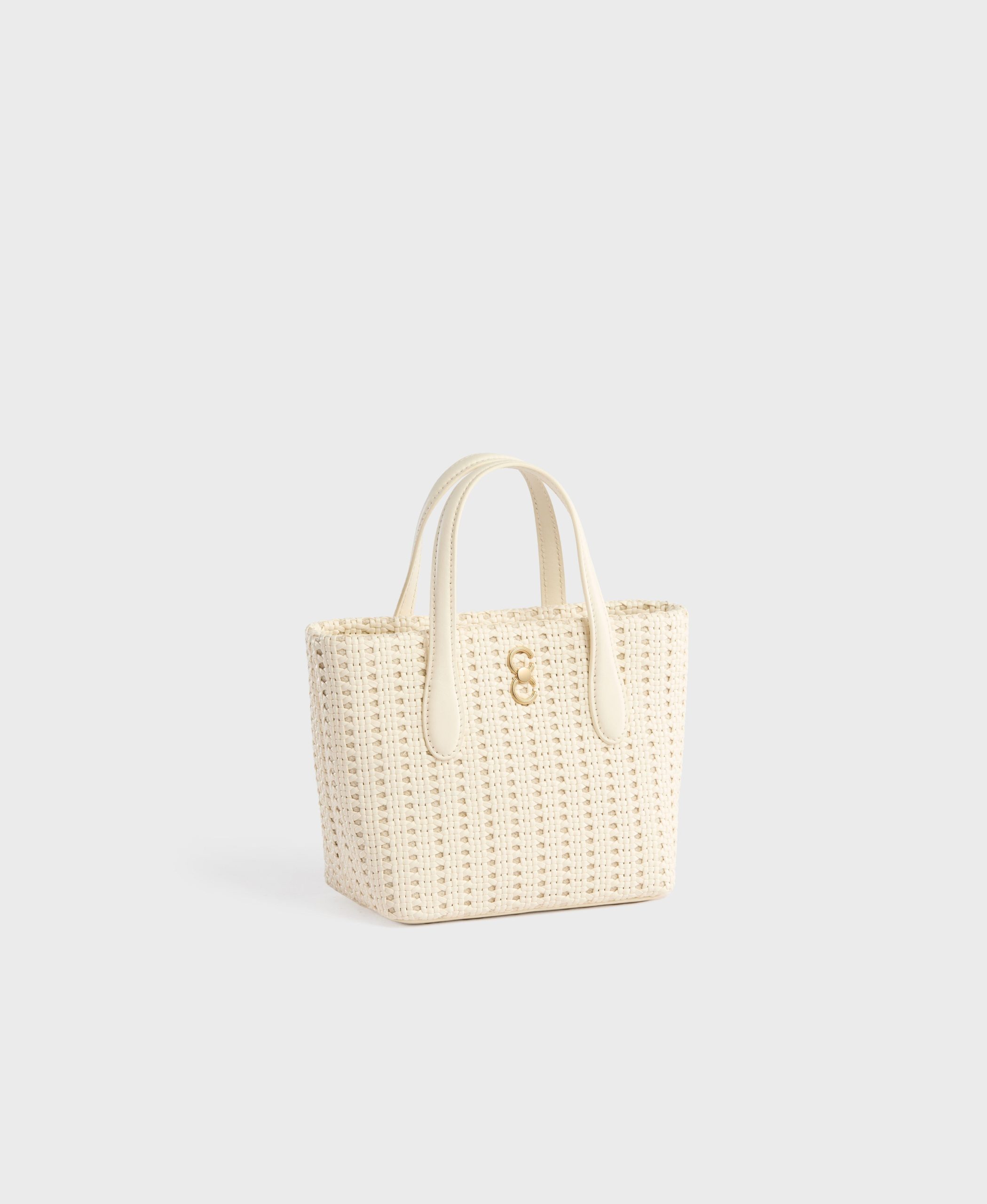 Mini Hexa Tote – White(Woven)