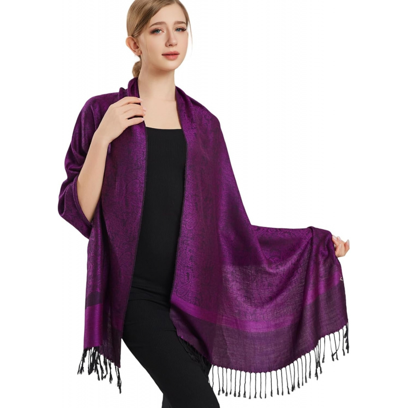 Silky Paisley Pashmina Shawl Scarf-Women's Soft