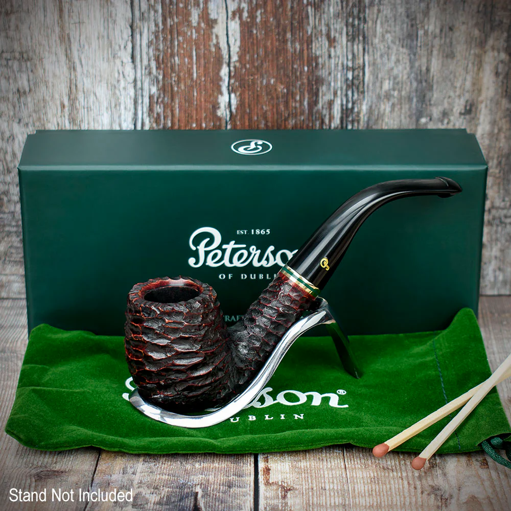Peterson of Dublin Emerald Rusticated Briar Smoking Pipe - Shape 69 - 9mm