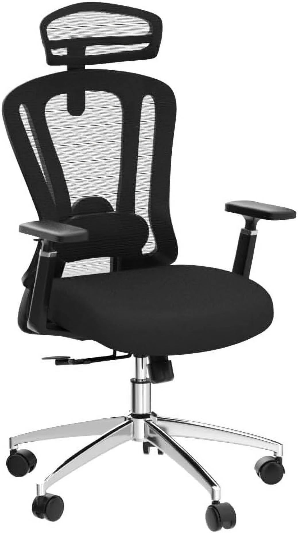 STARY Ergonomic Office Chair with Footrest, High Back Mesh Desk Chair with Adjustable Headrest & Lumbar Support, Comfortable Computer Chair for Home Office Study, White & Beige