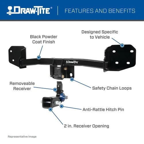 Draw Tite® • 76922 • Hidden Hitch® • Trailer Hitch Class III • Class III 2 (350 Lbs lbs GTW/3500 Lbs lbs TW) • Volvo XC40 19-23