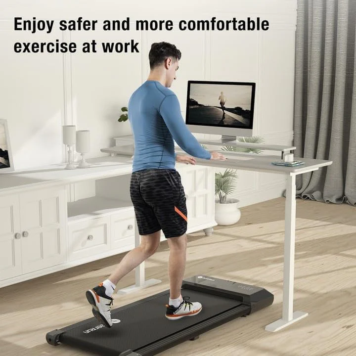 DeerRun Under Desk Treadmill, 35.5*15.5 Walking Area Walking Pad for Home/Office, Portable Walking Treadmill 2.5HP, 2 in 1 Electric Desk Treadmill with Remote Control and LED Display
