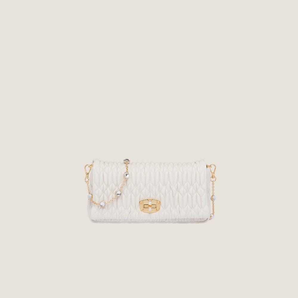 Miu Crystal Cloqué Nappa leather bag