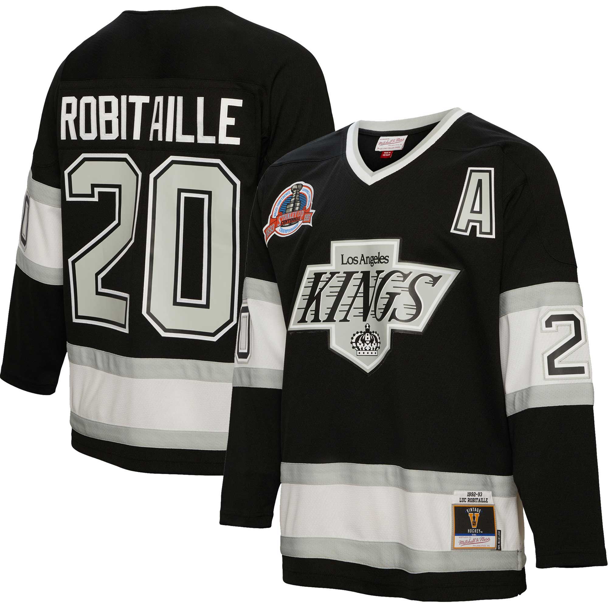 Luc Robitaille Los Angeles Kings Mitchell & Ness Alternate Captain Patch 1992/93 Blue Line   Jersey – Black