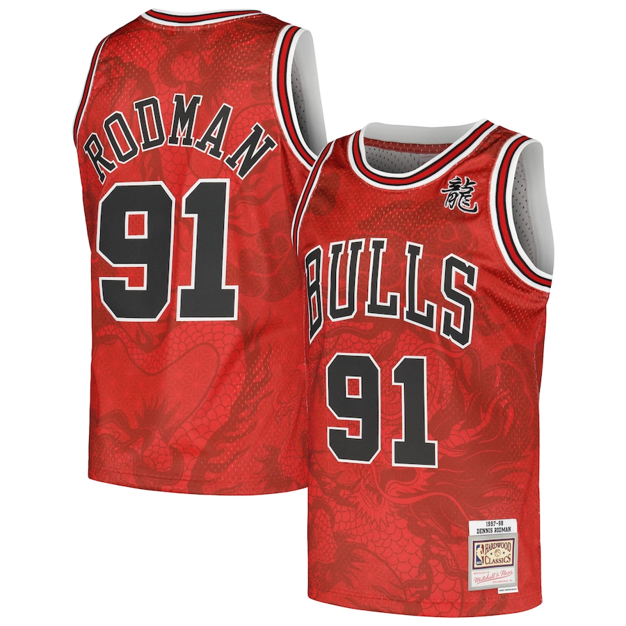 Dennis Rodman Chicago Bulls Mitchell & Ness 1997/98 Hardwood Classics Asian Heritage 6.0 Swingman Throwback  Jersey - Red