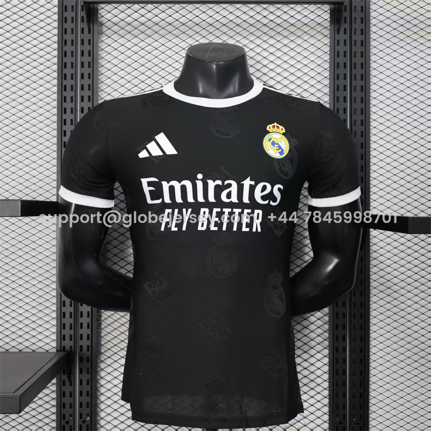 Real Madrid 25-26 Black Team Logo Jacquard Special Jersey - Player Version