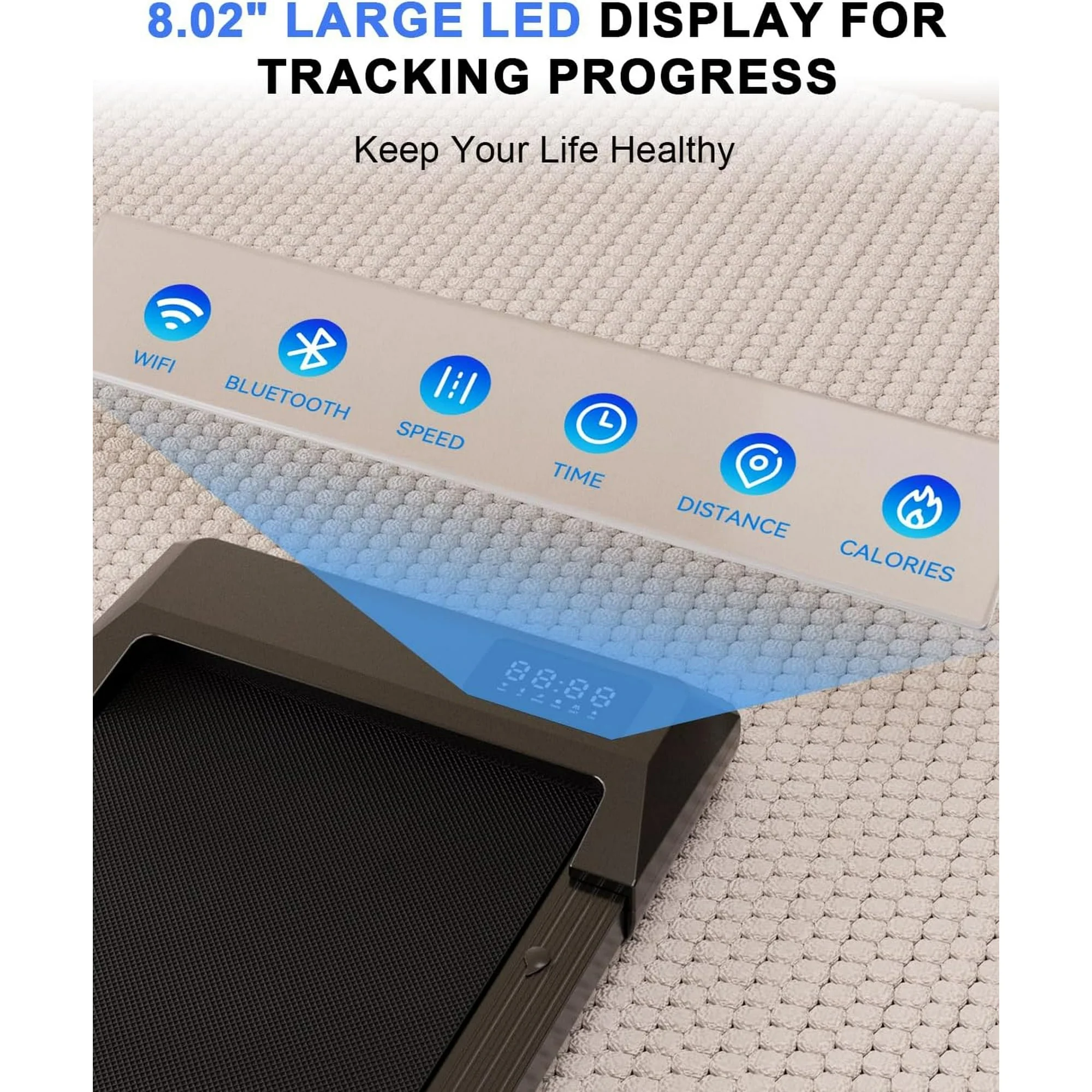 YDZJY 250lb Walking Pad, 0.6-2.5 mph Speed Range 1.2HP Quite Under Desk Treadmill, 2 in 1 Treadmill for Home/Office Exercise with Remote Control, Portable Treadmill with LED Display(Black)