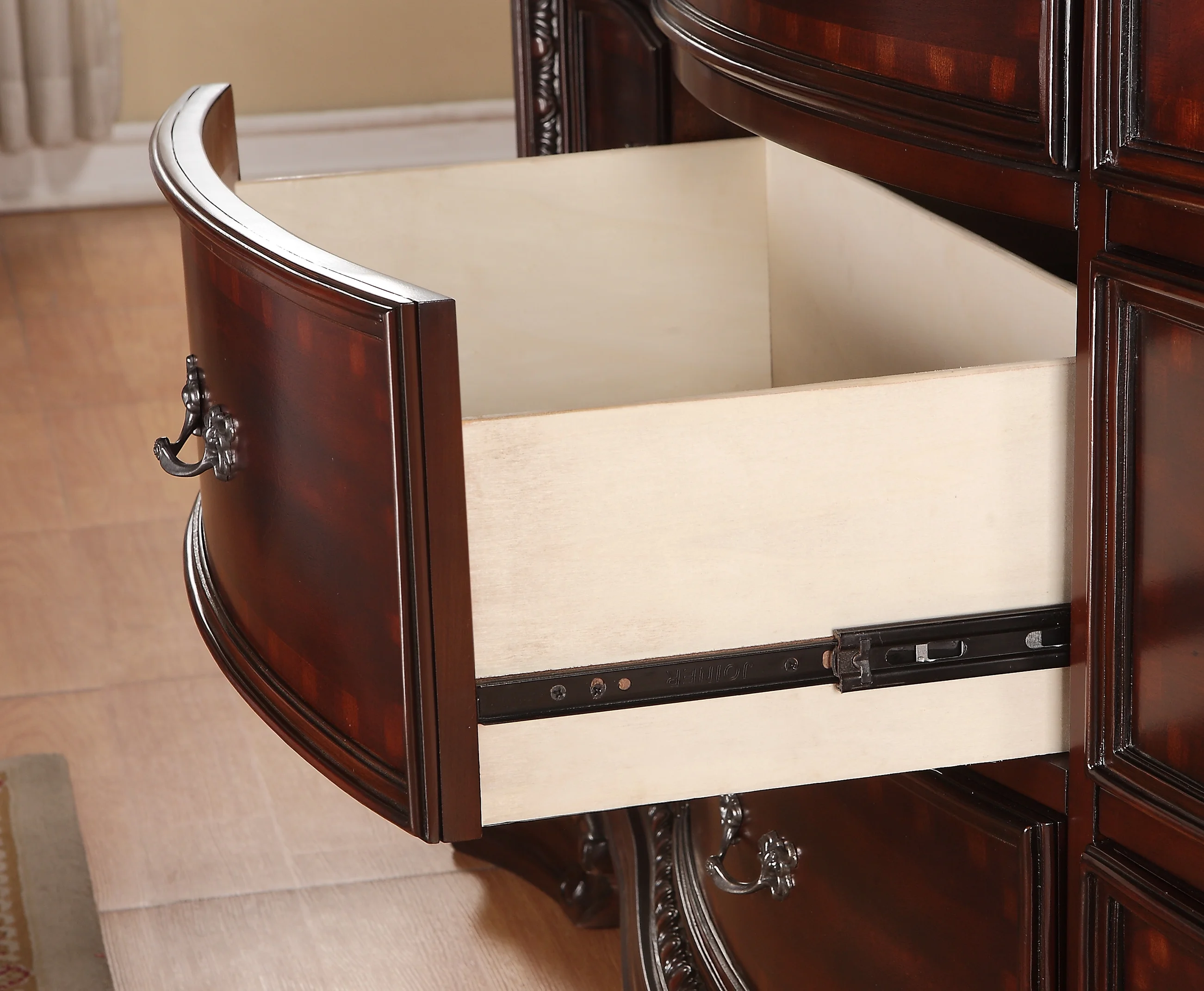 Jerrylee Rich Brown Upholstered Panel Bedroom Set Special King 3 Piece: Bed, Dresser, Mirror
