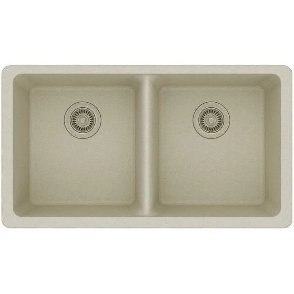 Elkay ELGU3322 White Granite Composite 33in Rectangle Double Bowl Undermount Sink