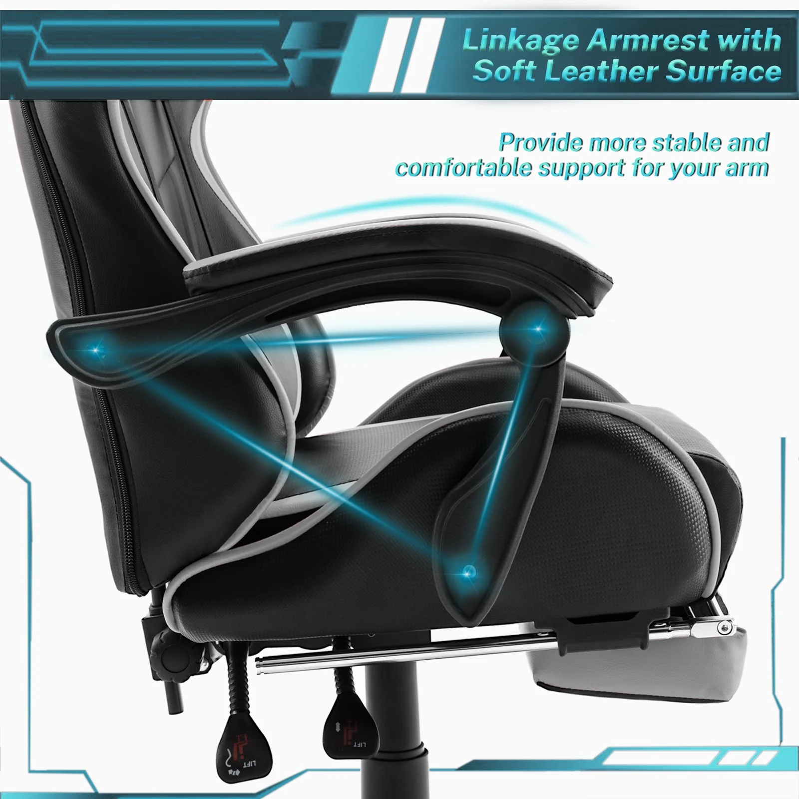 SOONTRANS Green Gaming Chair with Footrest, High Back Gamer Chair with Massage Lumbar Pillow, Gamer Computer Desk Chair (Green)