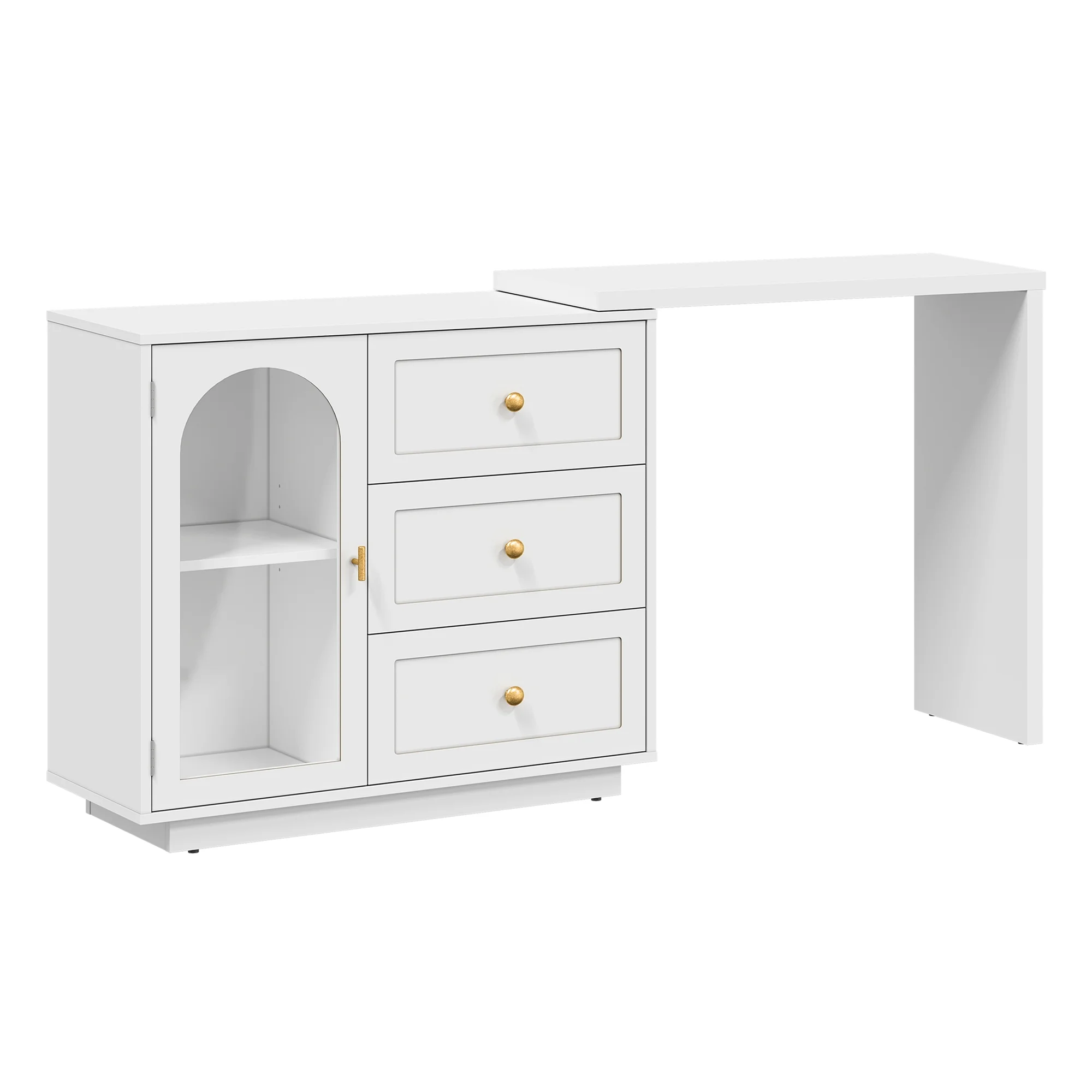 Heynemo Makeup Vanity with 3 Color Dimmable Lighted Hollywood Mirror, Vanity Table with 4 Drawers for Women Girls, Dressing Desk for Bedroom, Beauty Room, Brown