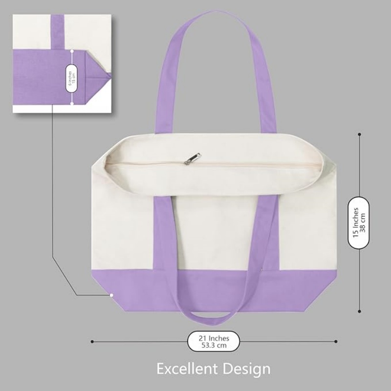CANVORY 1-Pack Canvas Tote Bag with an External Pocket