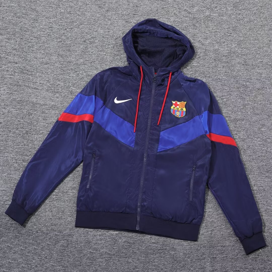 2023/24 Barcelona blue hooded windbreaker 1:1 Thai quality