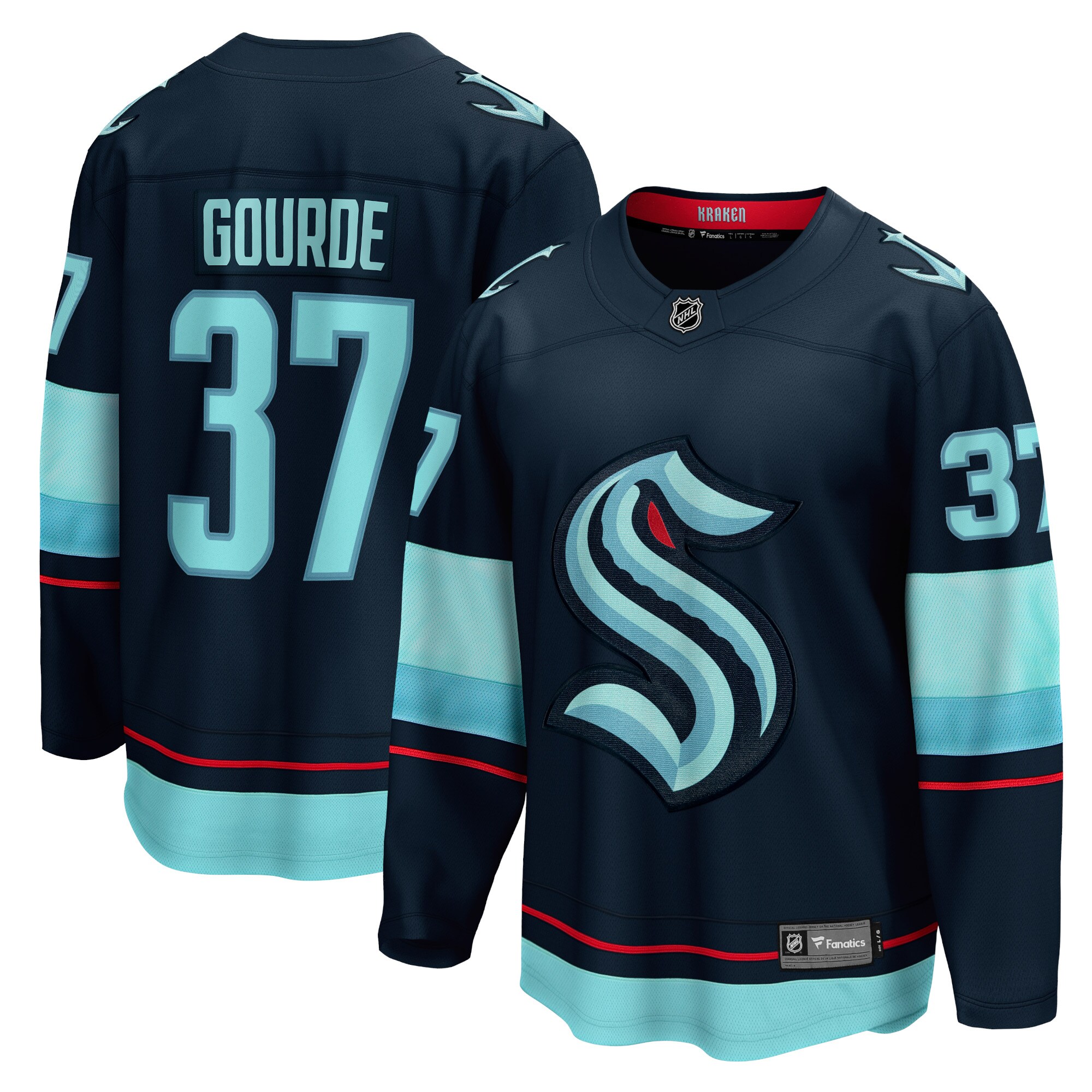 Yanni Gourde Seattle Kraken Fanatics Home Breakaway   Jersey – Deep Sea Blue