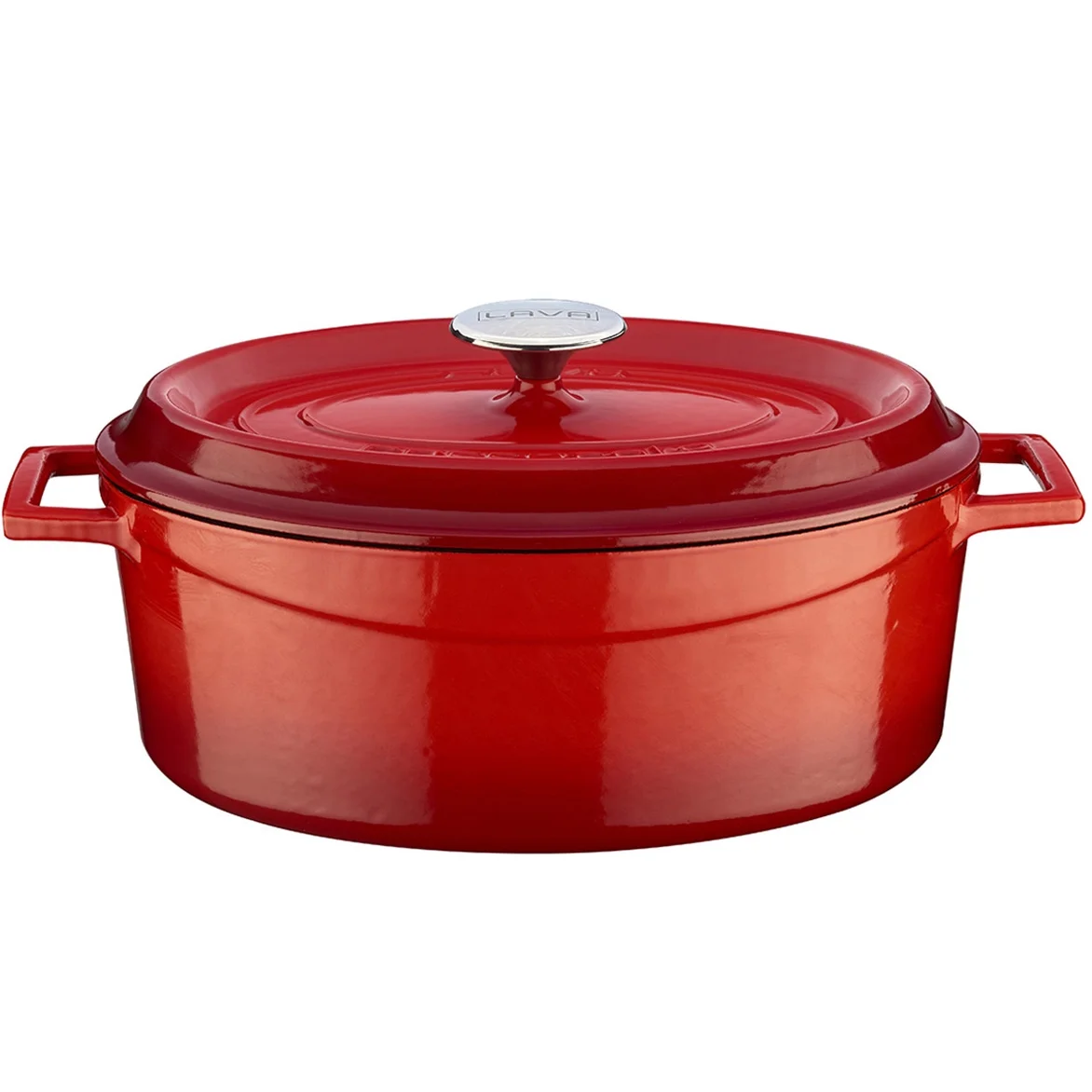 LAVA 6.75 Quarts Cast Iron Dutch Oven: Multipurpose Stylish Oval Shape Dutch Oven Pot with Three Layers of Enamel Coated with Trendy Lid (Blue)