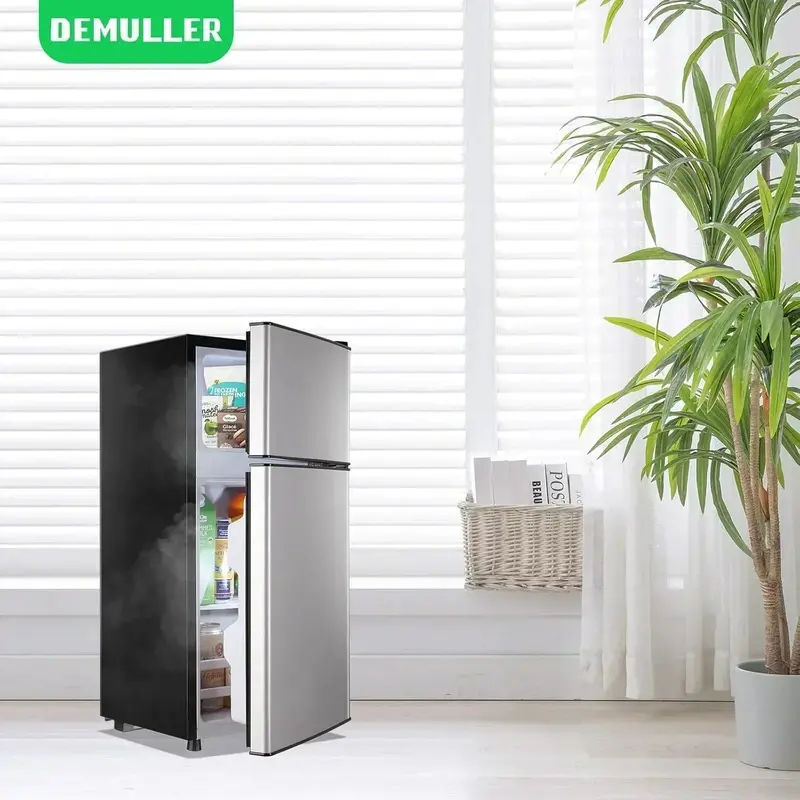 2.4 Cu. Ft. Double-Door Mini Fridge – Compact Refrigerator with Adjustable Thermostat and Freezer