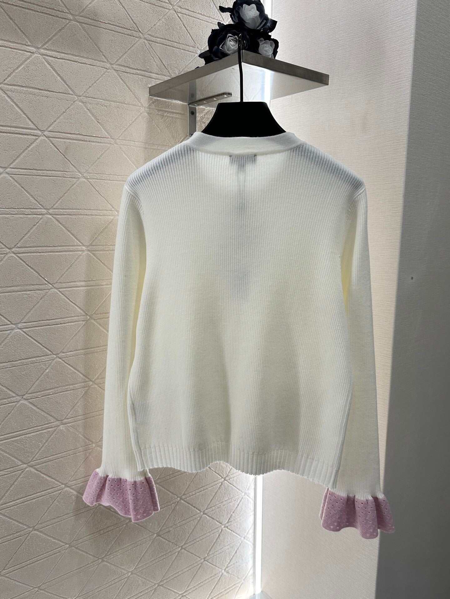 Contrast color panel knitted cardigan