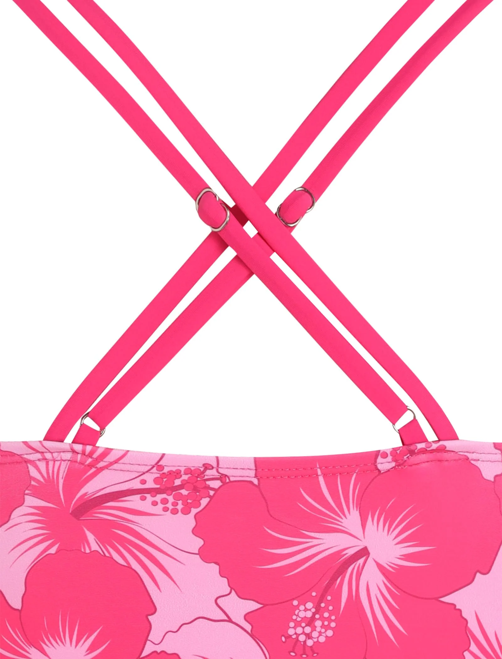 ZAFUL Tummy Control Swimsuits for Women Modest Swimsuits for Women Solid Two Piece Bathing Suits Tummy Control Ruched Tankini Swimsuit with Shorts (Rose Red Floral XL)