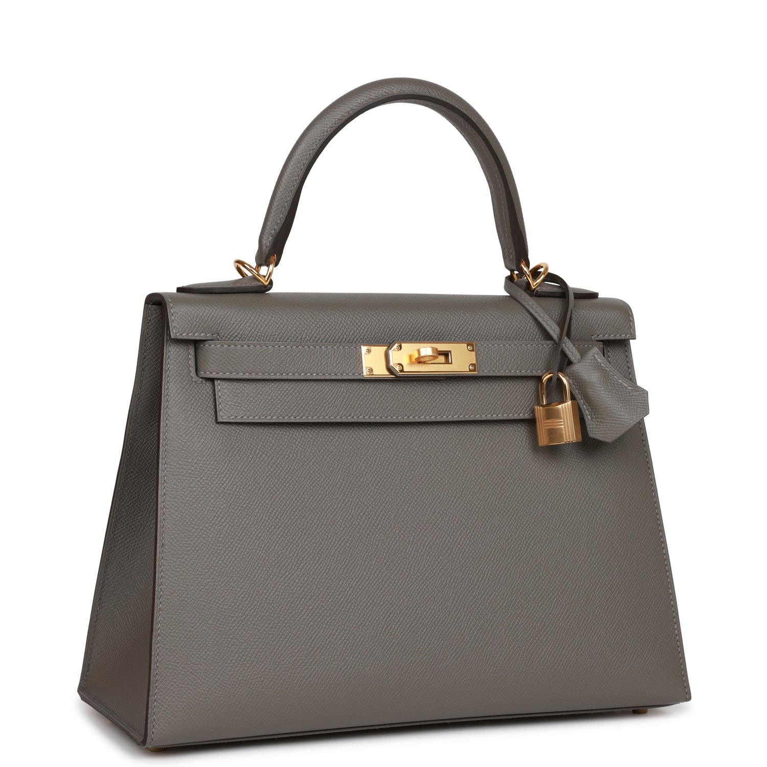 Kelly Sellier 28 Gris Meyer Epsom Gold Hardware