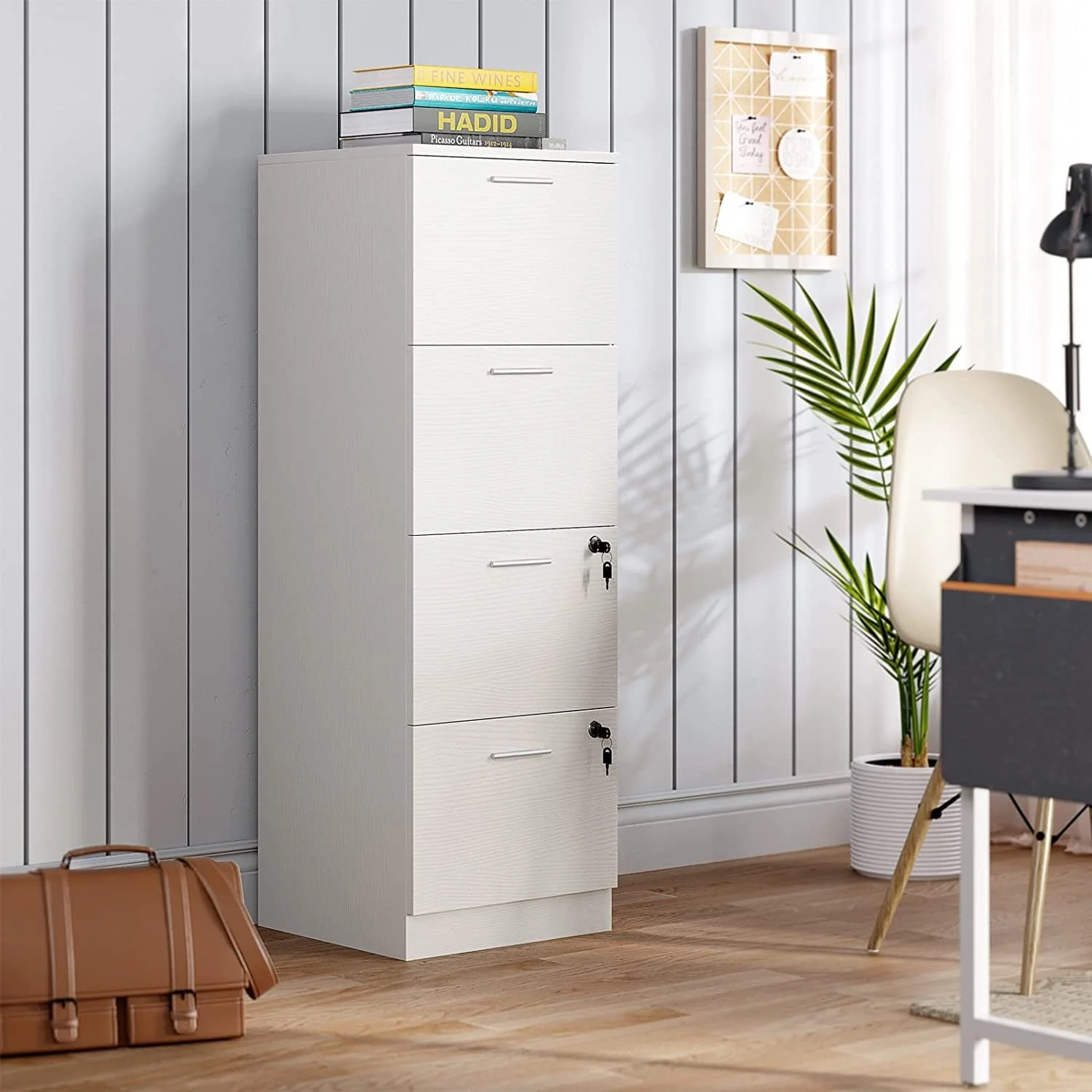DEXTRUS 4-Drawer Wood File Cabinet with Lock, 15.86