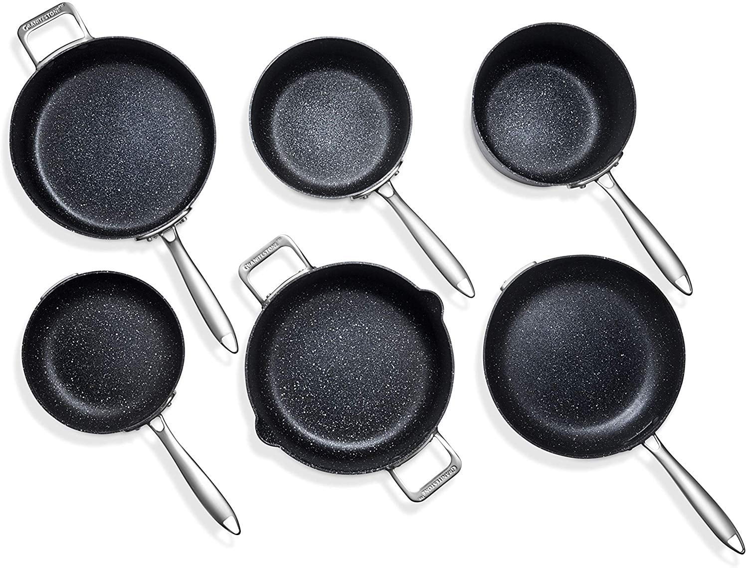 Granitestone Stackmaster Nonstick Pots and Pans Set, 10 Piece Complete Cookware Set, Stackable Design with Ultra Nonstick Mineral & Diamond Coating, Dishwasher & Oven Safe