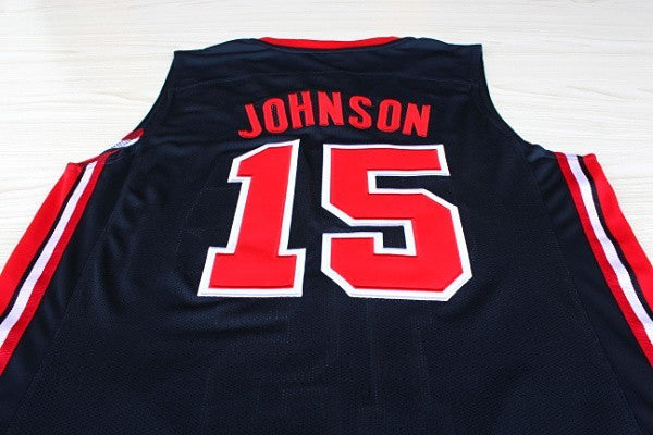 1:1 double-layer solid embroidery player version of Mengyi Replica #15 Johnson Blue Jersey Suit(复制)
