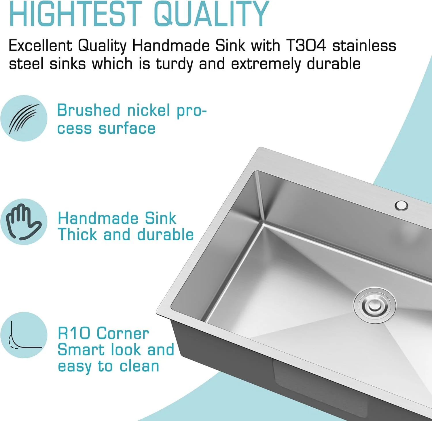 33 x 22 Inch Black Stainless Steel Single Bowl Kitchen Sink, Drop-In Topmount, 18 Gauge, with Bottom Grid and Drain Strainer Set