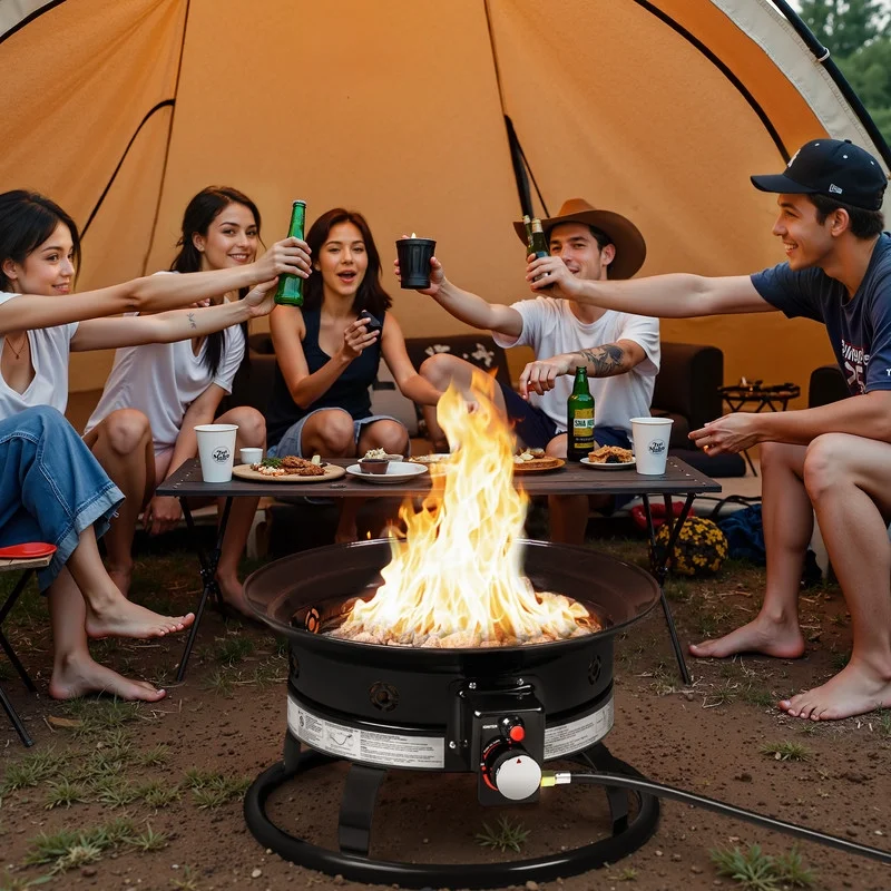 Homall Portable Propane Fire Pit for Outside, Smokeless Gas Fire Bowl with Auto-Ignition, 19-Inch Diameter Lid & Carry Kit, for Patio,, Black
