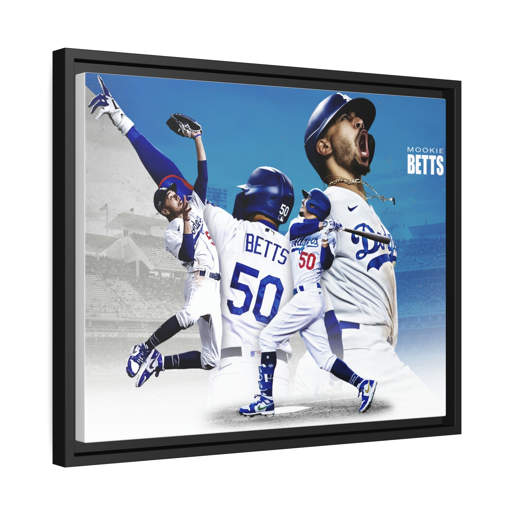 Mookie Betts Los Angeles Dodgers #50 Premium Wall Art Framed Canvas