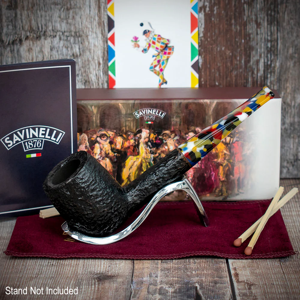Savinelli Arlecchino Rusticated Black 111 - 6mm Briar Pipe