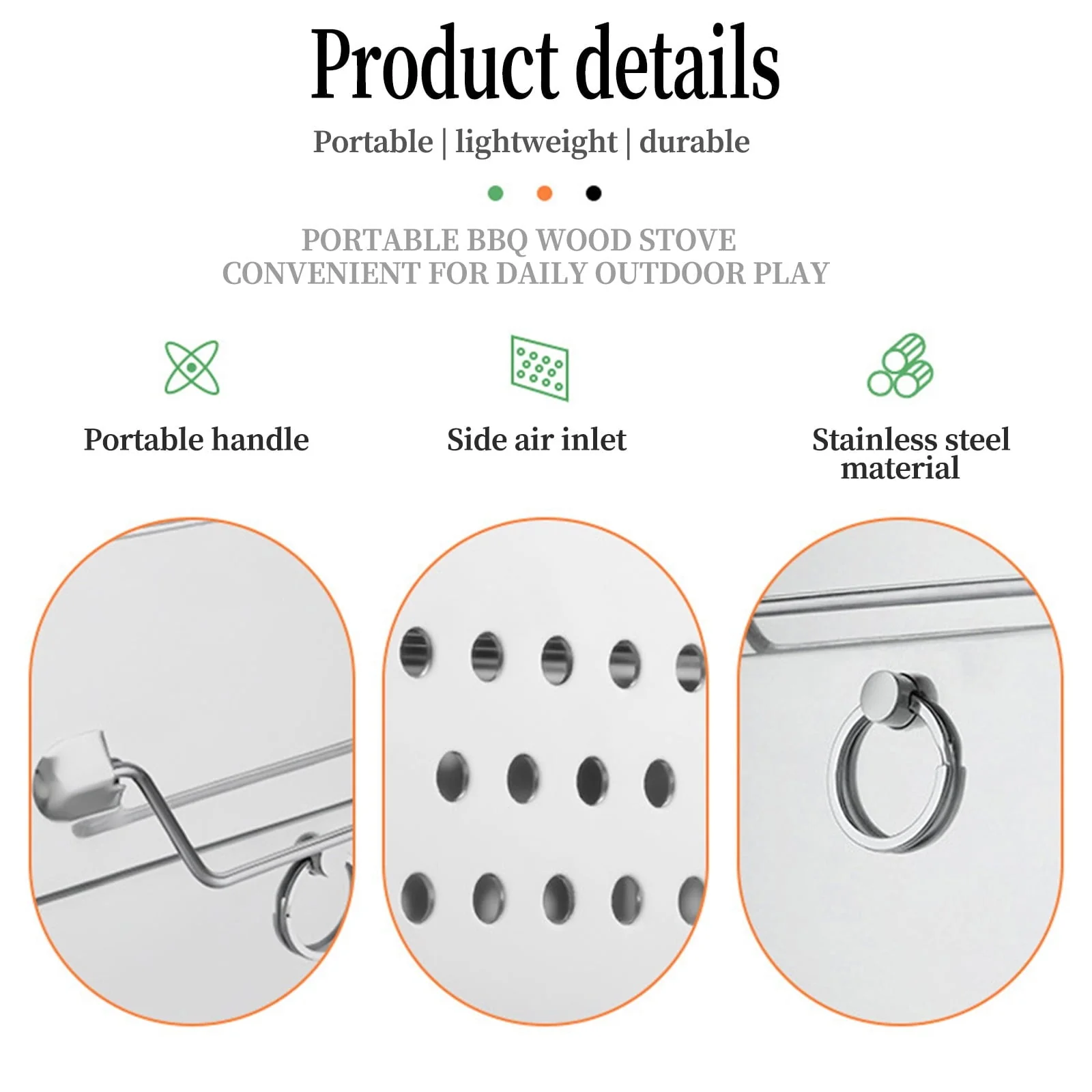 Stainless Steel Foldable Camping Grills Portable Outdoor BBQ Grill, Charcoal Grill Heightened M/L/XL Barbecue Desk Tabletop Outside Stainless Steel Smoker