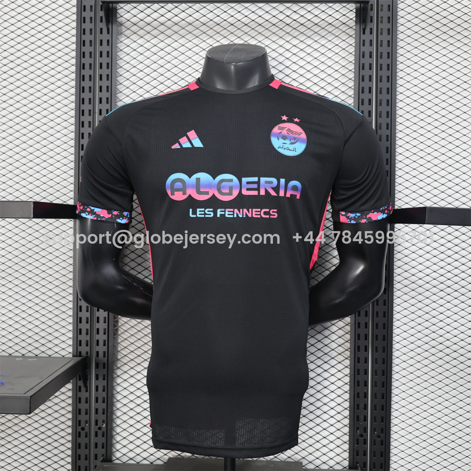 Algeria 25-26 Pure Black with Fluorescent Green Powder Advertising Jersey - Player Version