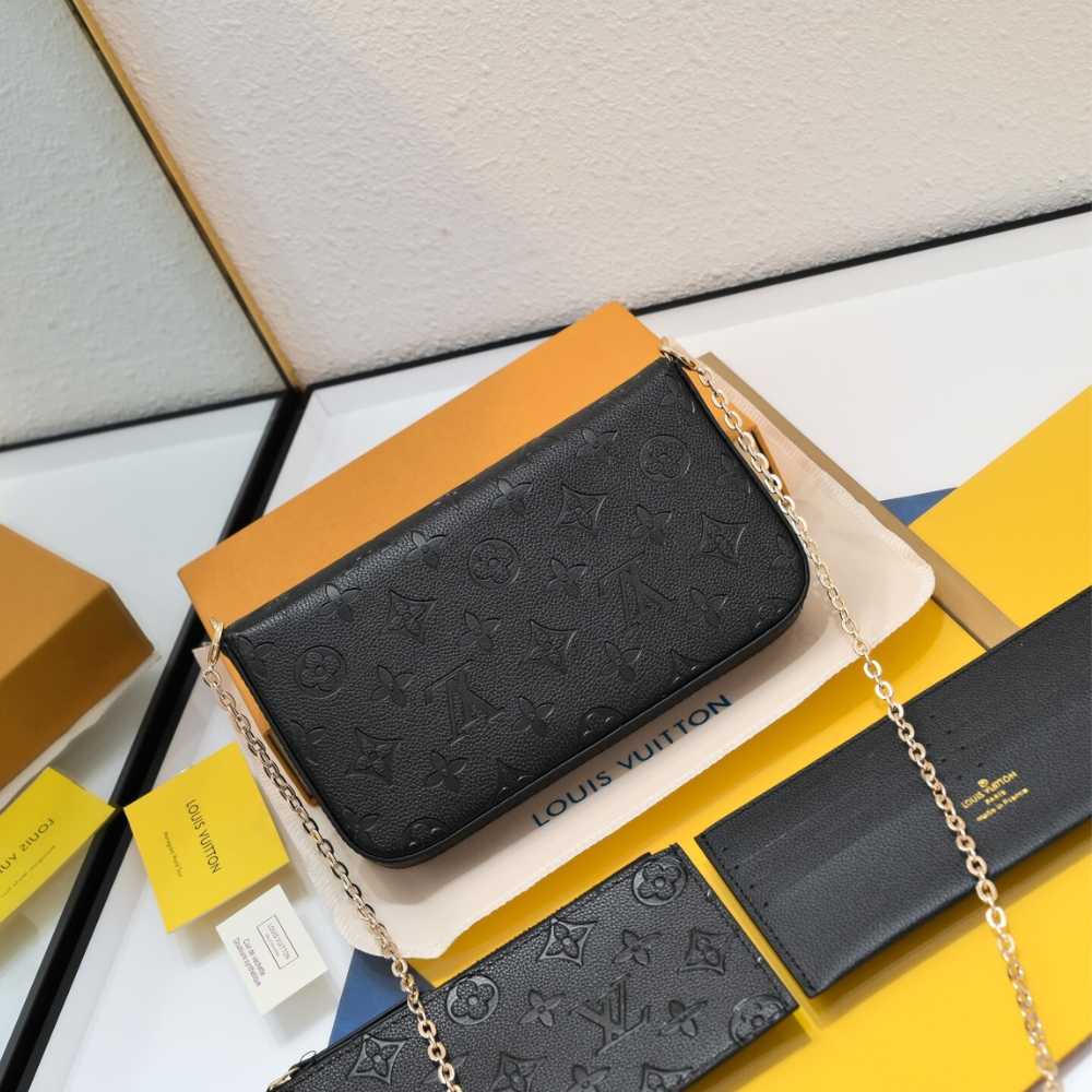 Louis Vuitton Pochette Félicie Monogram Empreinte  Black 8.3 Inches M82477
