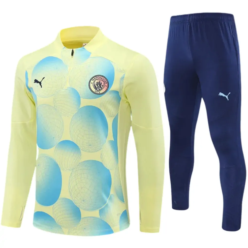 2024-25 New Season Manchester City Light Yellow [Camouflage] Children's Training Suit