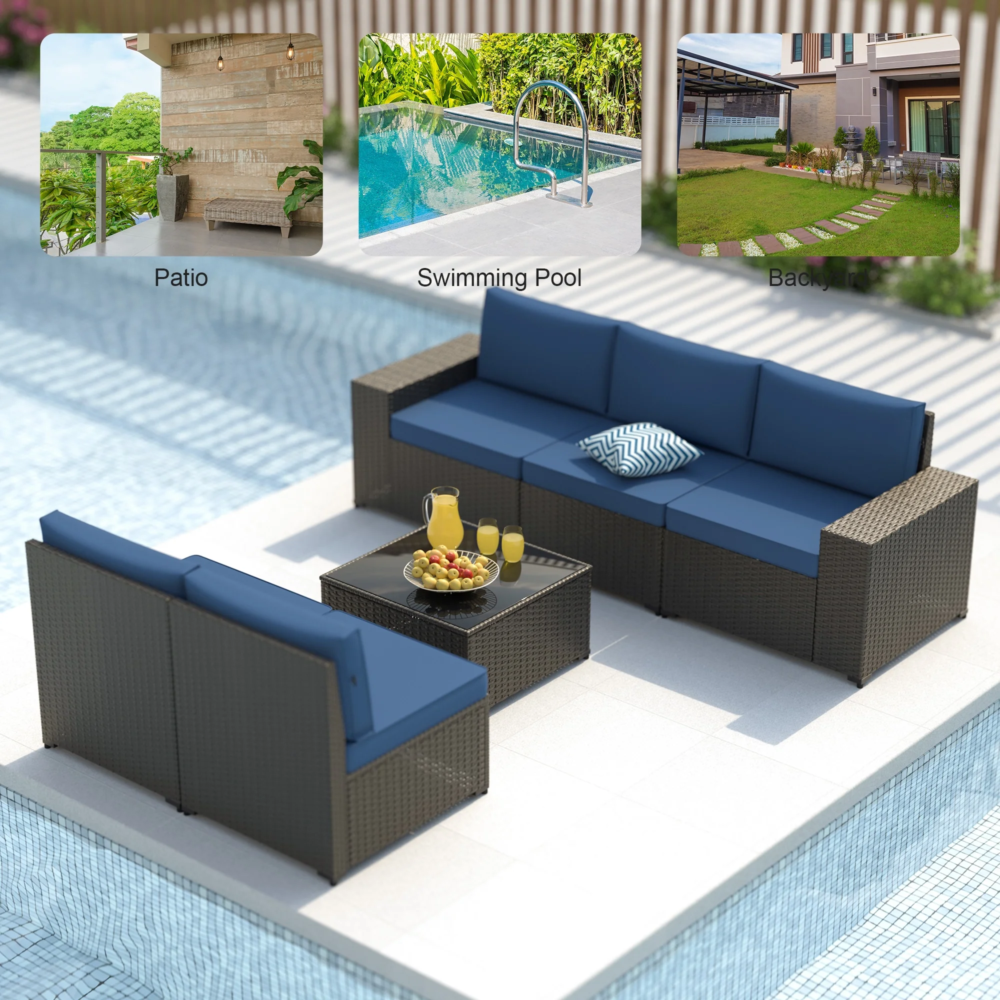 8 Piece Patio Furniture Set with 42