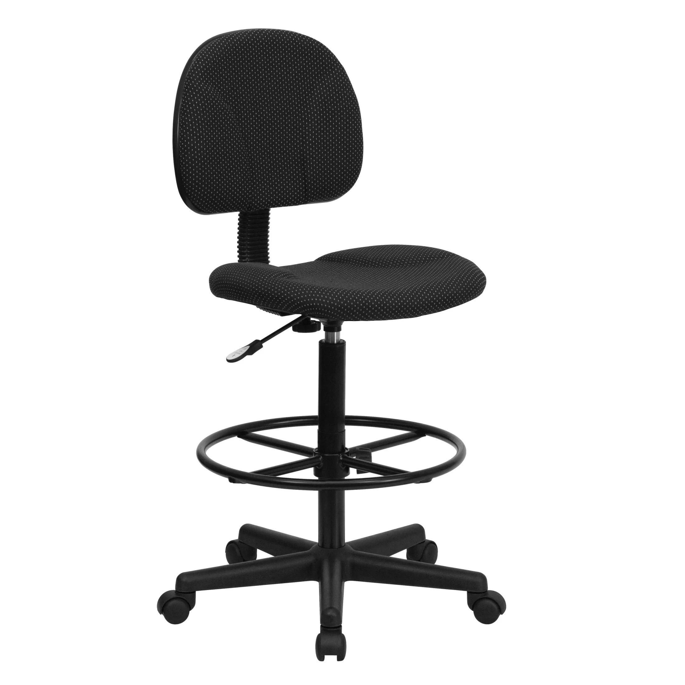 Emma  Oliver Black Fabric Drafting Chair (Cylinders: 22.5