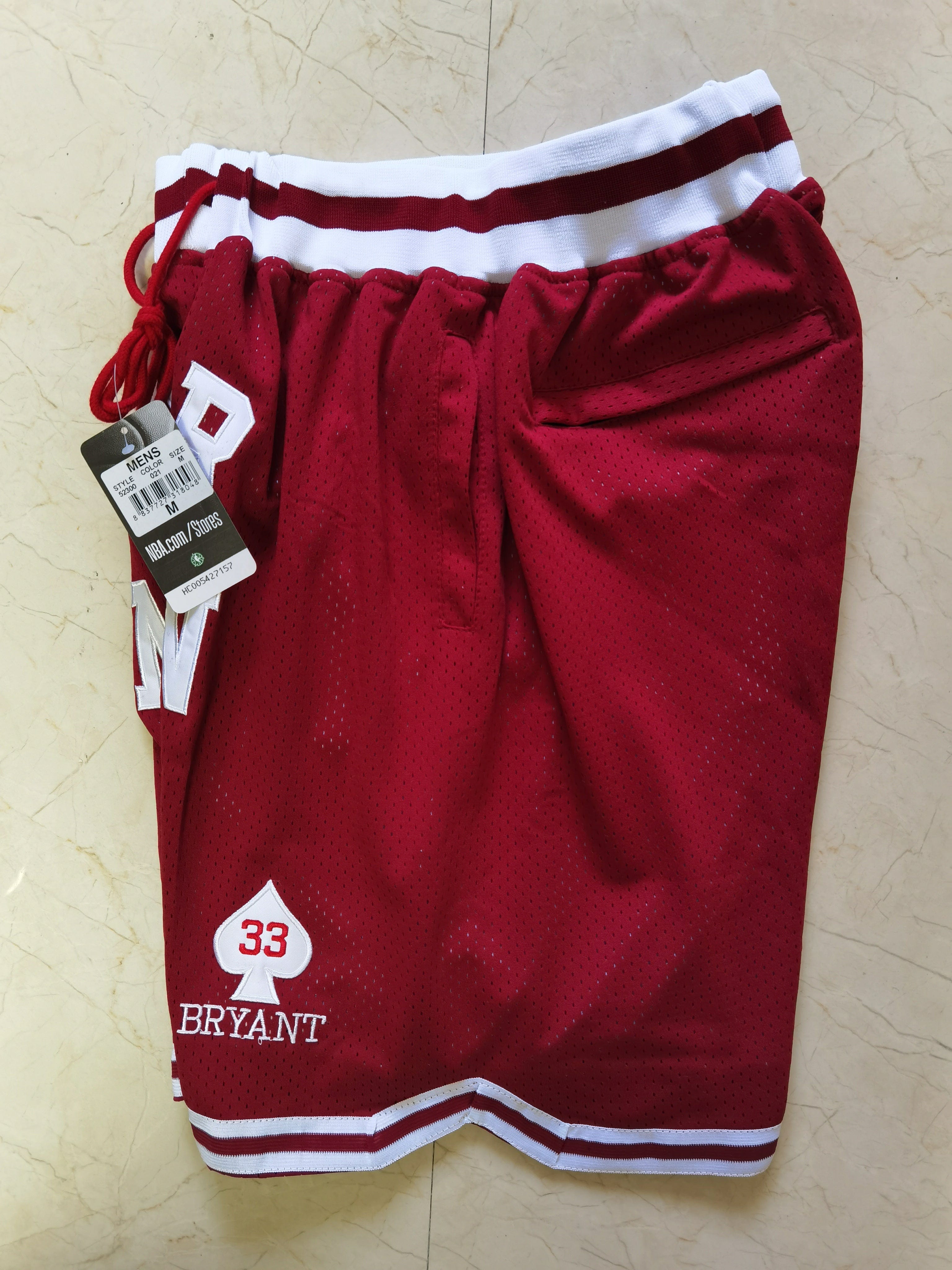 Kobe Bryant High School Edition Pants, Densely Embroidered Burgundy Pocket Pants