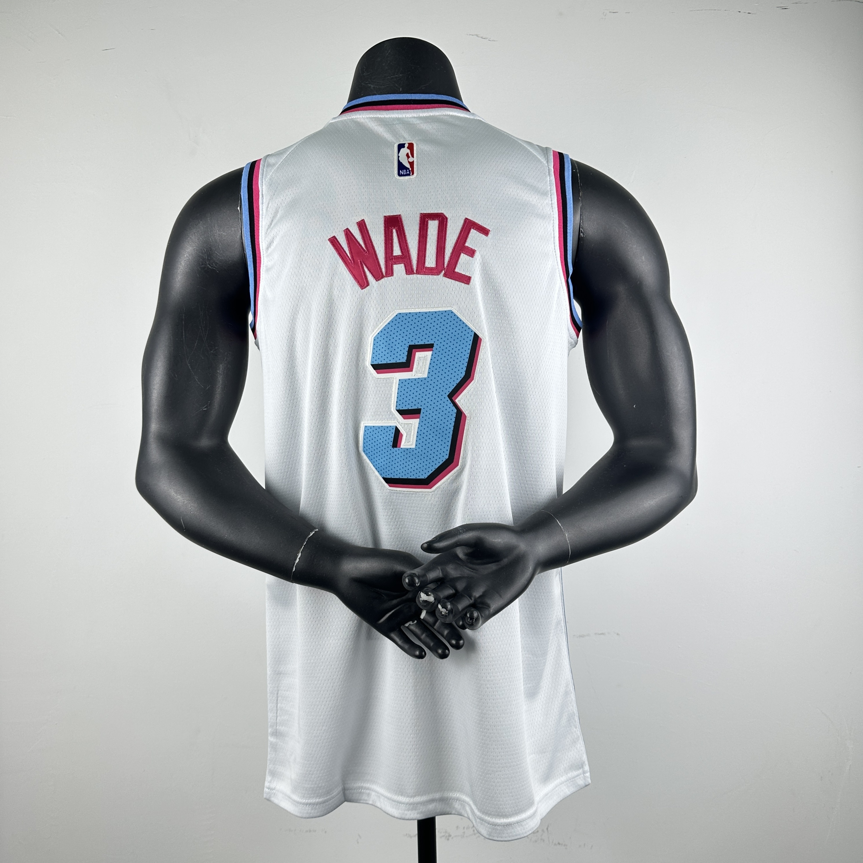 Embroidered Heat Crew Neck White #3 Dwyane Wade