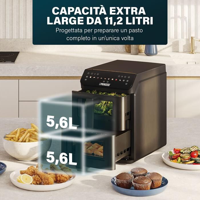 PRINCESS - Friggitrice ad aria DUAL VERTICAL-Nero