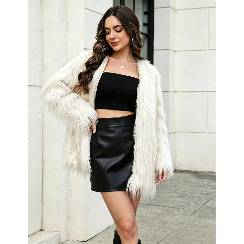 Women's Faux Fur Coat Fluffy Faux Fur Long Jacket