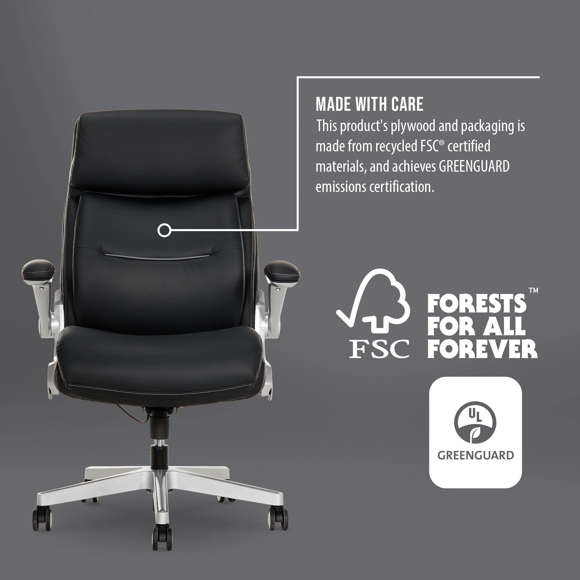 Shaquille O'Neal Cenzo Ergonomic Big and Tall Office Chair ,Flip-Up Arms PureSoft Upholstery High-Back Desk Chair with 400 lb Capacity, Black
