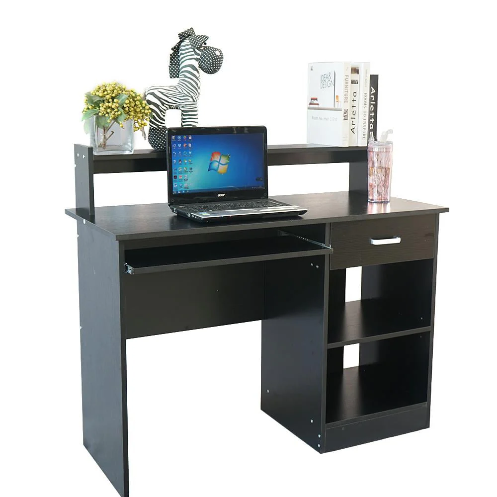 Ktaxon Wood Computer Desk Office Black Laptop PC Work Table Home Drawer & Keyboard Tray