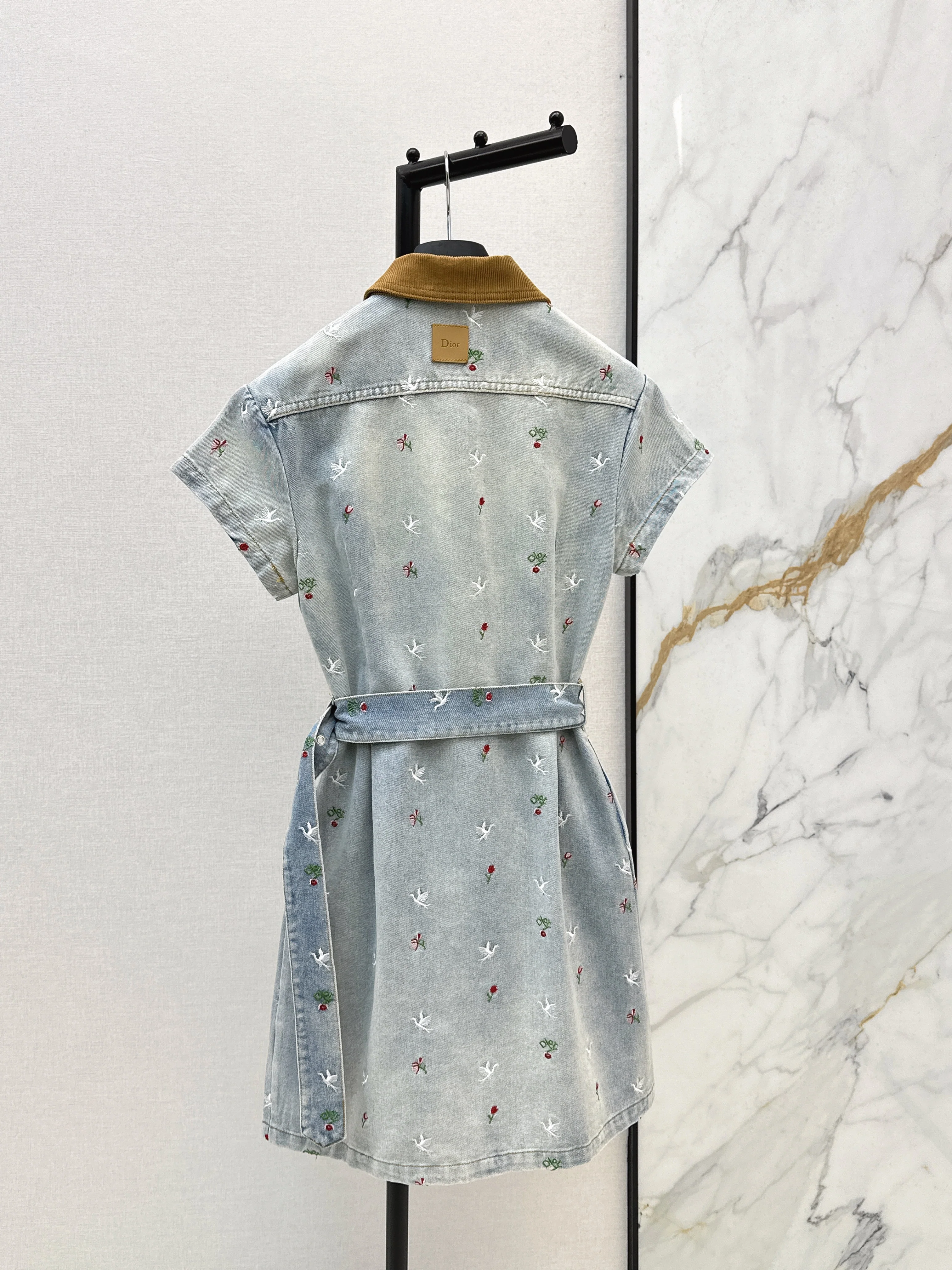 26SS Heavyweight Embroidered Denim Dress