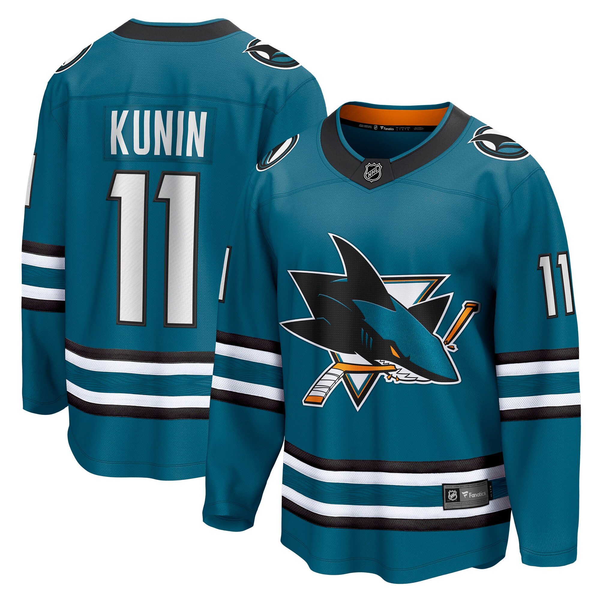 Luke Kunin San Jose Sharks Fanatics Home Breakaway   Jersey – Teal