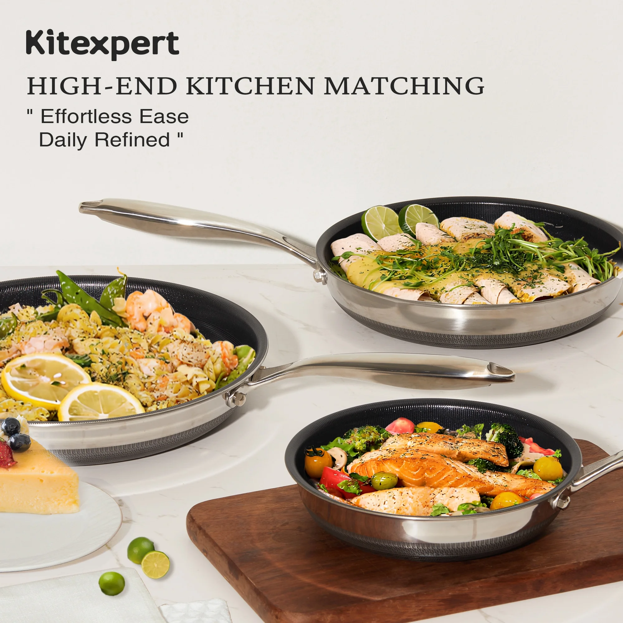 KITEXPERT Nonstick Frying Pans Set, 3 Pcs (8, 10, 12