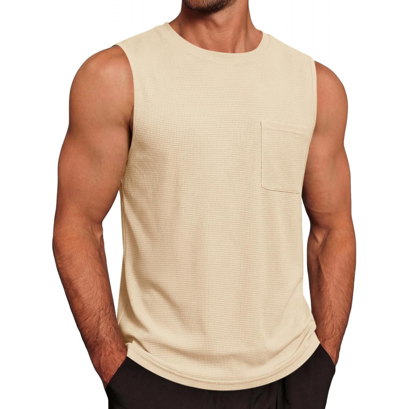 Men's Casual Tank Tops Waffle Knit Sleeveless
