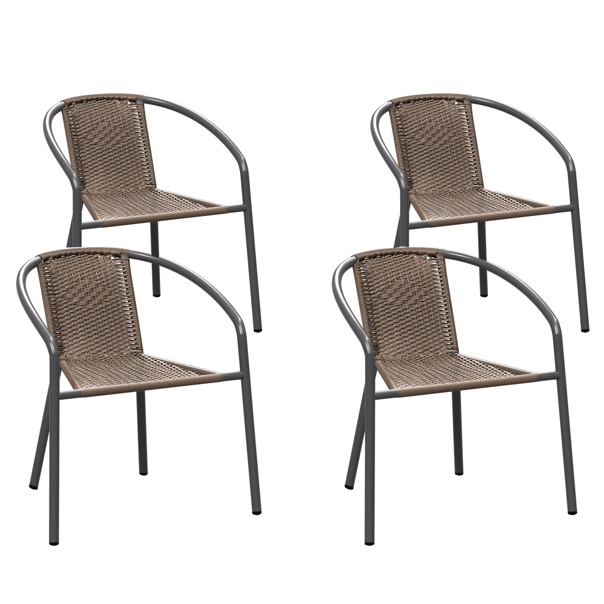 Gaildon Pack Medium Brown Rattan Indoor-Outdoor Restaurant Stack Chair | Versatile and Stylish Seating